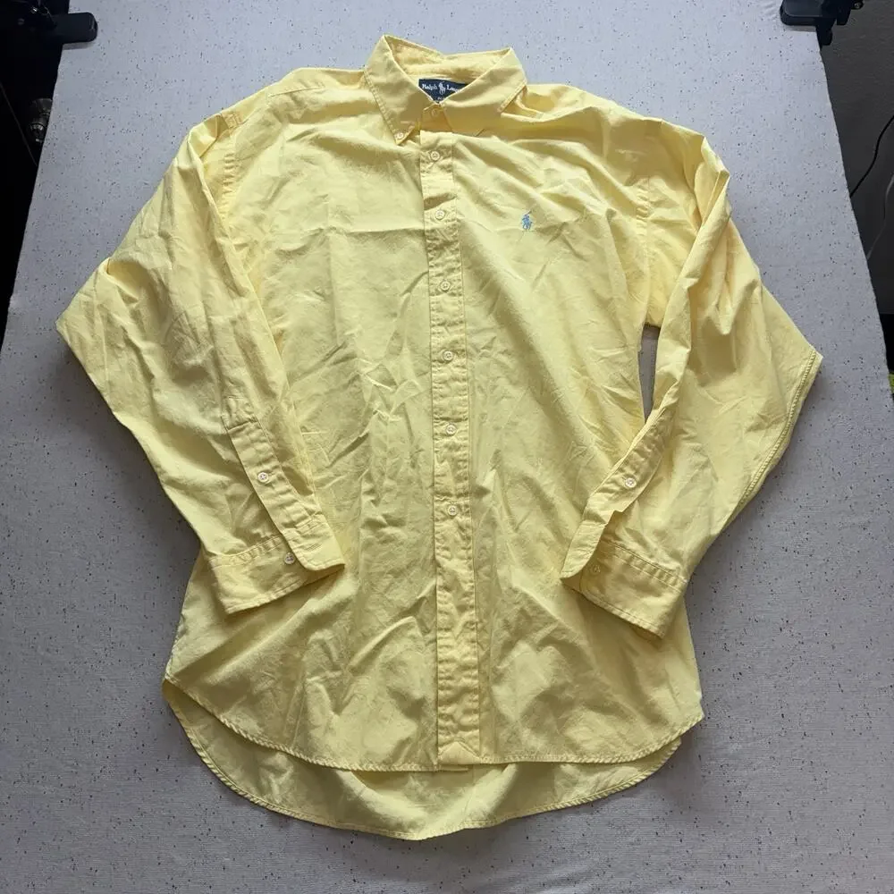 Polo Ralph Lauren Blake Shirt Mens XL Yellow Cotton Button Down Long Sleeve